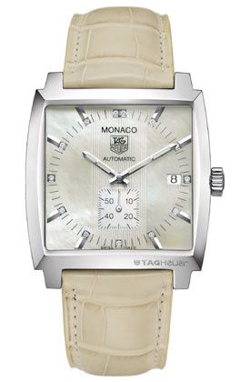 TAG Heuer Monaco Automatic Stainless Steel / MOP - Diamond / Alligator